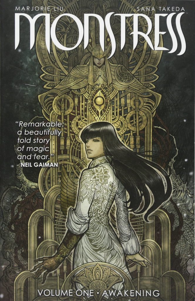 monstress vol 1 by Marjorie Liu and illustrated by Sana Takeda book cover