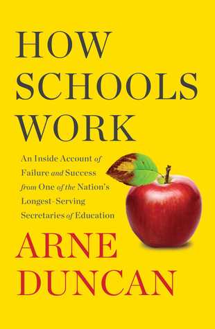 How Schools Work Yellow background with a red apple.