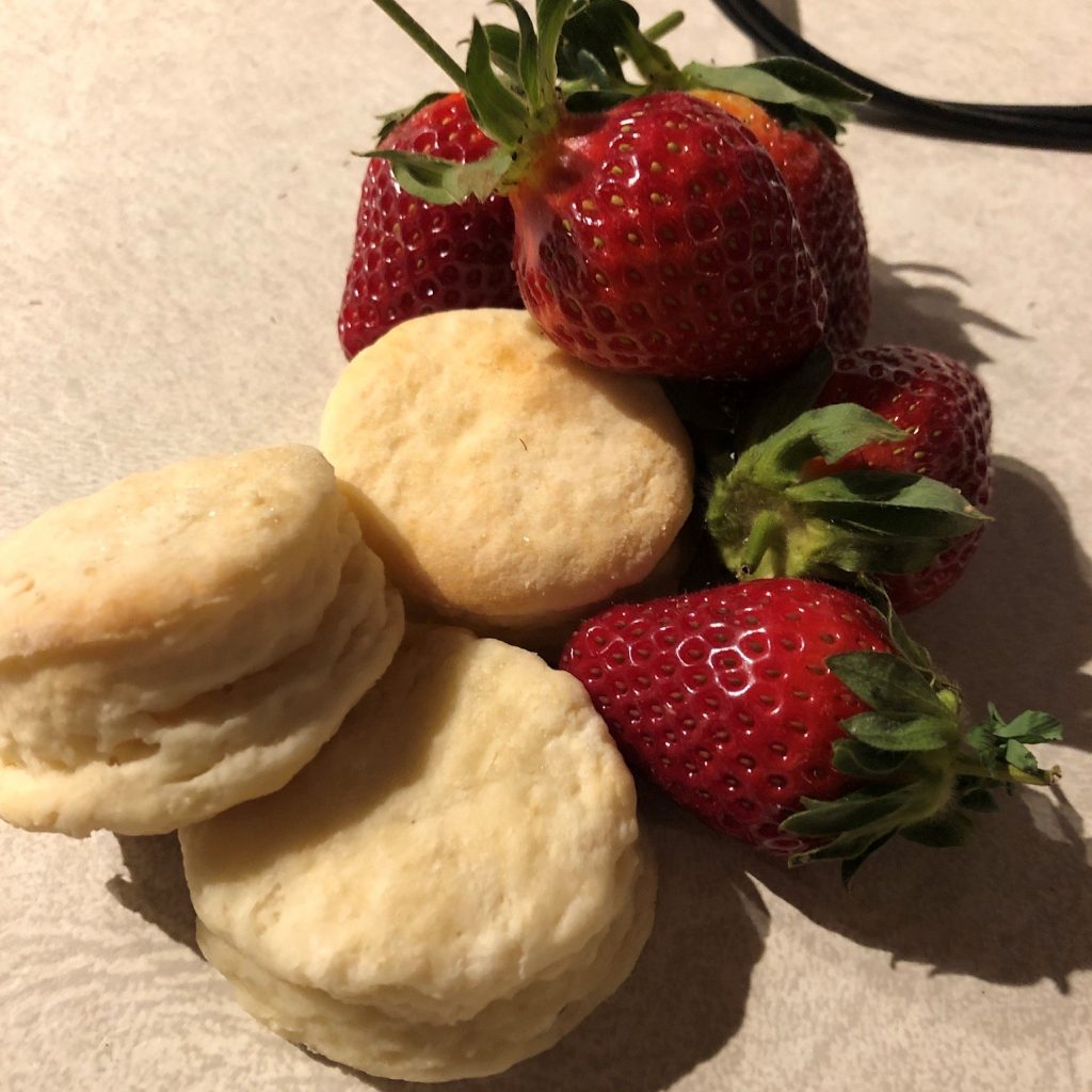 Biscuits and strawberries