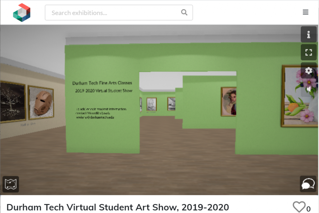 ArtSteps Durham Tech Fine Arts Classes 2019-2020 Virtual Student Show starting screen