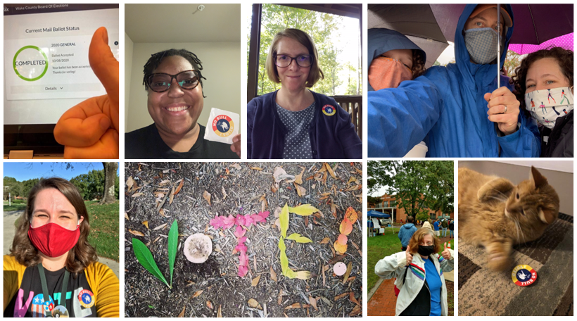 Various "We Voted" pictures from Library staff