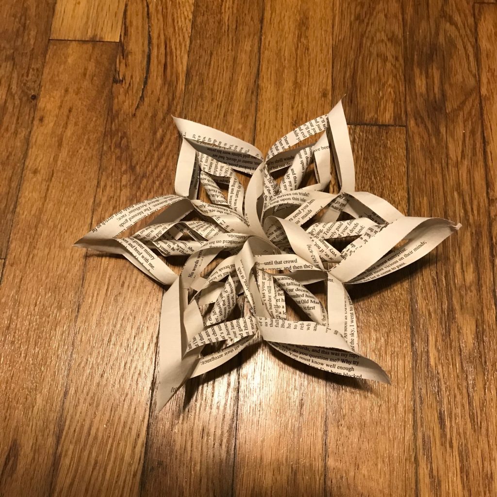 Smaller paper star made of book pages