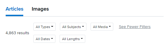 Article Search Filters: Type, Subject, Media Type, Date, Length