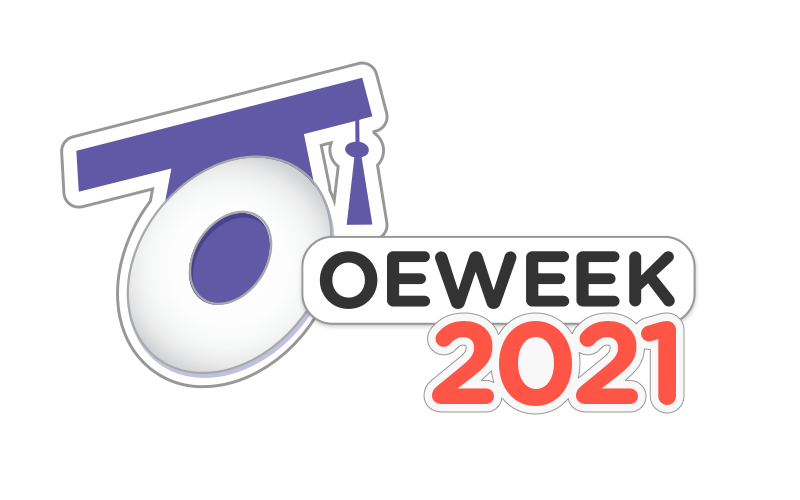 Open Education Week 2021, showing an O with a graduation cap
