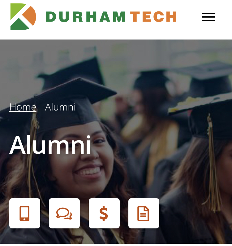 Durham Tech Alumni mobile webpage