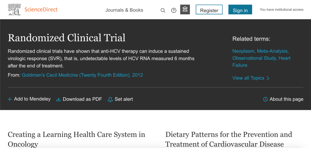 ScienceDirect Topic Page for Randomized Control Trial