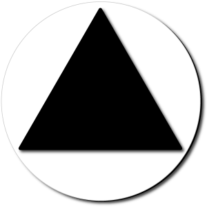 All Gender Sign black triangle in white circle